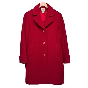 Red LL Bean Lambswool Thinsulate Coat 12P Petite Winter Quiet Luxury Vintage